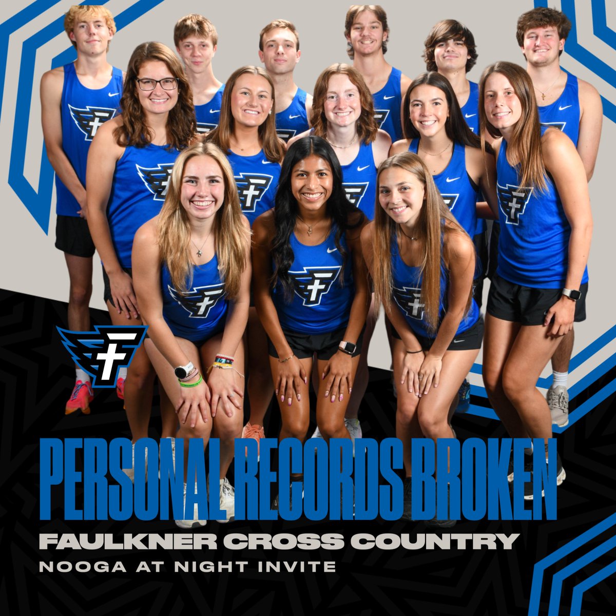 Each runner that competed at the Nooga at Night Invite for the Eagles and Lady Eagles broke personal records in the 5k!  Each team also broke Team Average school records, with the men at a time of 18:12.8 and the women at a time of 21:02.