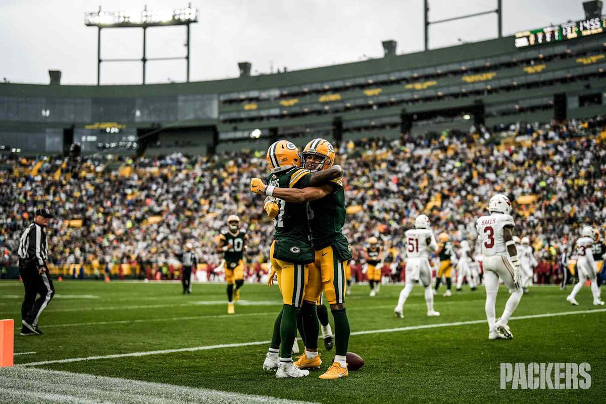BigMack_4's tweet photo. Romeo Doubs receiving all the hugs from his teammates, oh my heart. 🥹💚💛

📸: Evan Siegle #GoPackGo https://t.co/znoDeRavMw