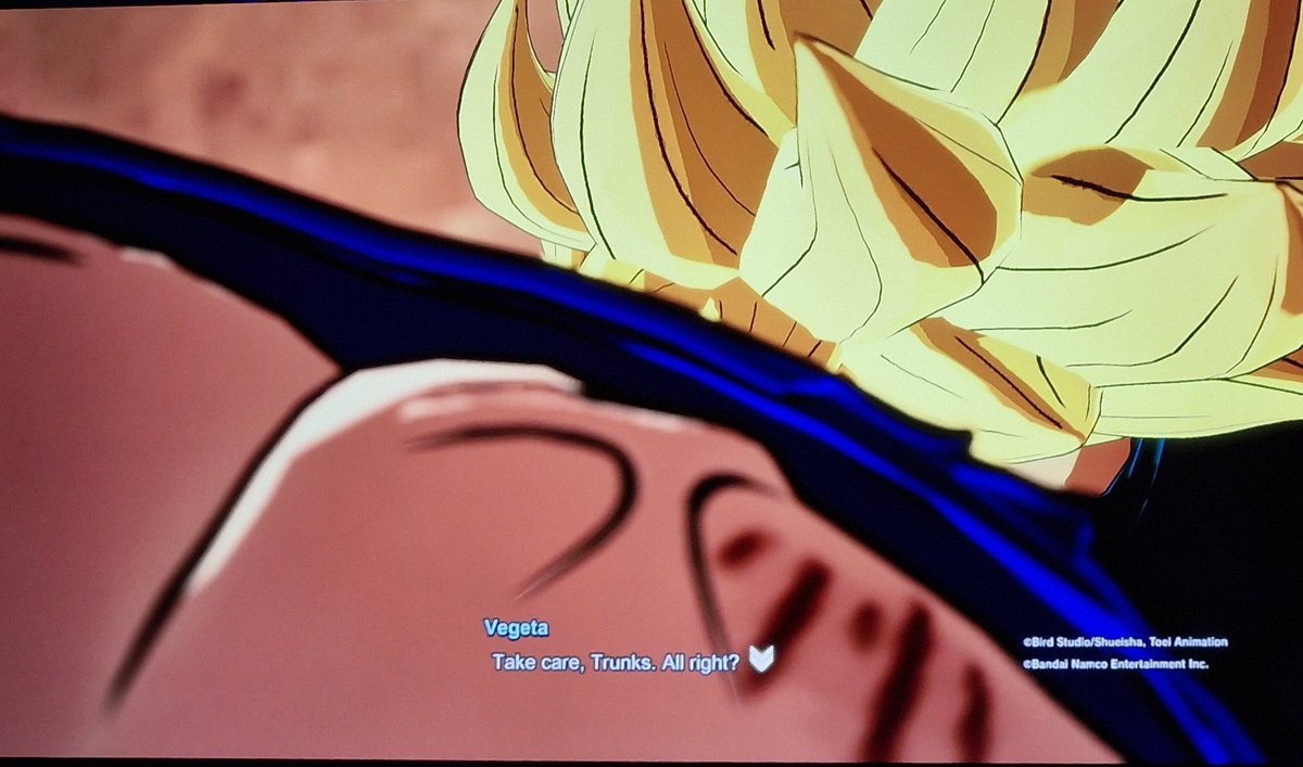 Vegeta's tearful goodbye to Trunks made me burst out laughing when i saw Vegeta's POV