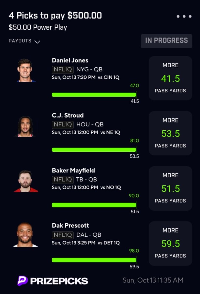 BAMDFS's tweet image. Cash em! ✅

#PrizePicksnfl #prizepicks #nfl #winning #slip