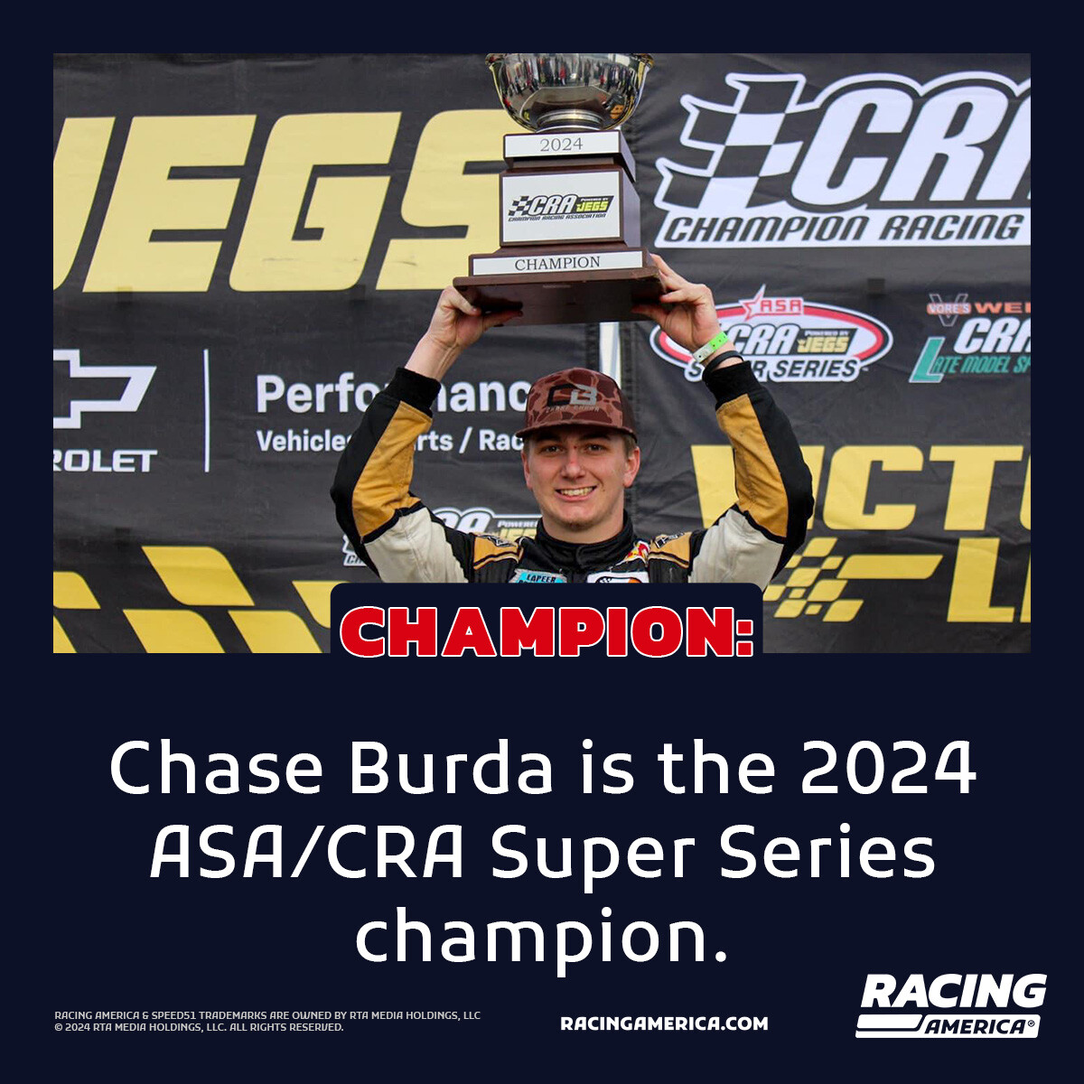 Chase Burda Motorsports is the 2024 ASA/CRA Super Series champion 🏆

<a href="/CRAracing/">CRA Racing</a> X <a href="/racewithstars/">ASA STARS National Tour</a>
<a href="/chaseburda18/">Chase Burda Motorsports</a> X <a href="/KulwickiDDP/">Kulwicki DDP</a>