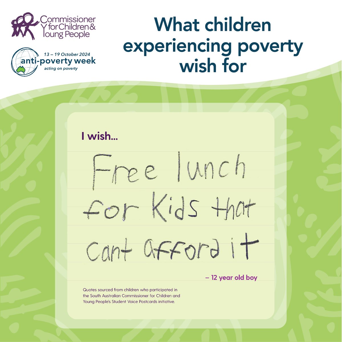 This week is Anti-Poverty Week. All children deserve a fair go, Anti-Poverty Week supports the Australian Community to understand poverty and take action together to end it.

Head to their website to learn more and see how you can get involved.

#apw24 #endchildpoverty