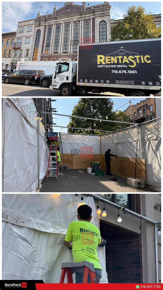 Boro Park 24 News on X The famous Rentastic Party Rental company spotted setting up a tent on 14th Ave which will serve as the Sukkah for the Boyan Kehila. https t MCetsuw8GA