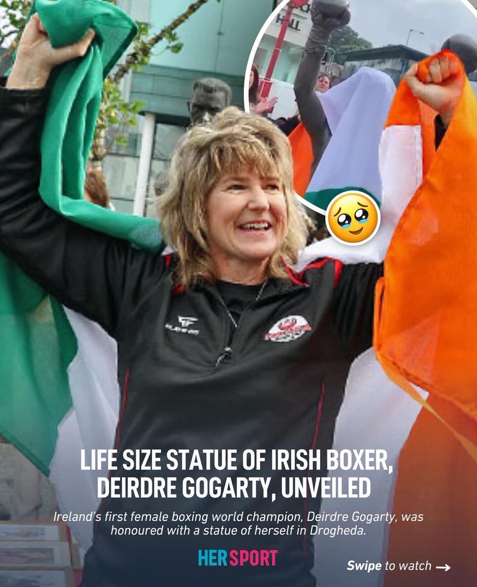 Ireland’s first female world champion &amp; 2015 Women’s International Boxing Hall of Fame inductee Deirdre Gogarty honoured with a statue in Drogheda 🇮🇪