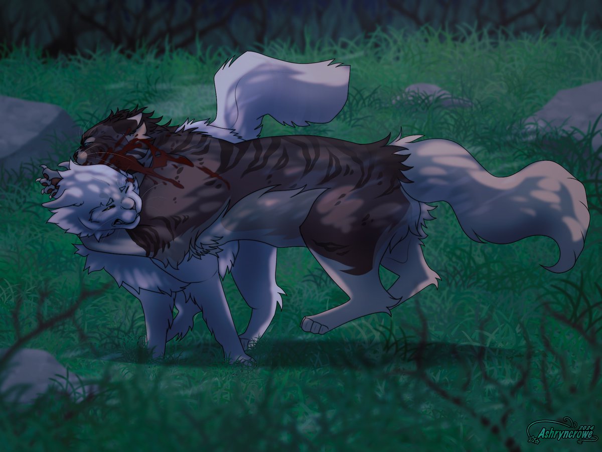 ashryncrowe's tweet photo. ASC WIND SPOILERS///
“ this is the new riverclan. a greater, stronger, more powerful clan than it has ever been before. ”
Ive been wanted to draw this scene for a while now !!
#warriorcats #astarlessclan #frostpaw #splashtail #sunbeam #nightheart #harelight https://t.co/L2C3mGCaMe
