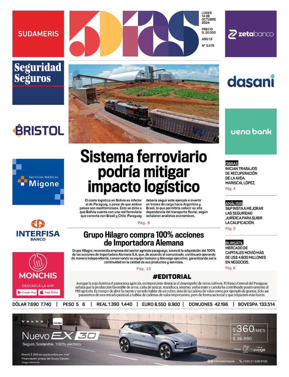 esampras's tweet photo. Portadas principales de @5diasPY #5díasX y @elindepy 14.10.2024 https://t.co/fnGb8pu8z1
