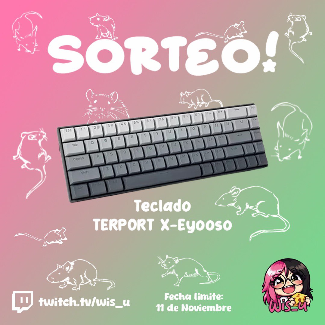 ¡SORTEO! 🎉 Gana un teclado Terport X-Eyooso 🎮
🔹 Cómo participar:
1.Sígueme en Twitter: <a href="/MewsWisper/">Mouse</a> y en Twitch: Twitch.tv/wis_u 
2.Dale Mg y Rt
3.Etiqueta a un amigo en este tweet para tener 1 oportunidad extra!

Válido hasta el 11 de Nov, no te quedes fuera! ❤️‍🔥