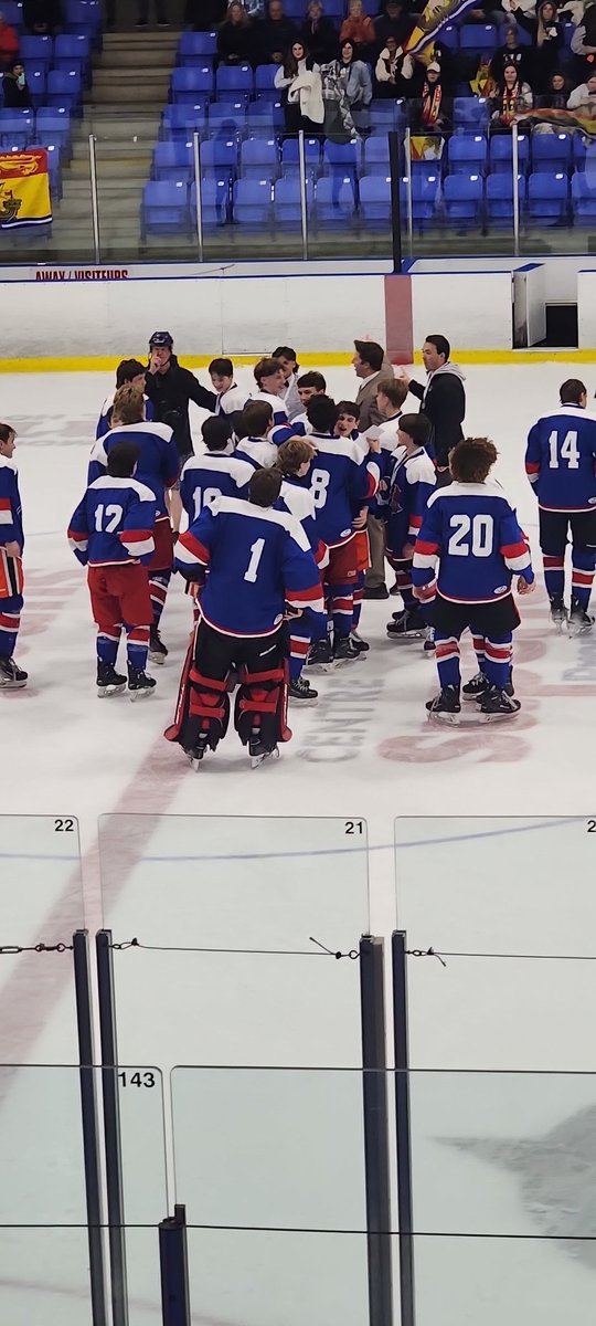 Team <a href="/HockeyNB/">Hockey NB</a> celebrates after a thrilling 5-4 win over <a href="/HockeyNS/">Hockey Nova Scotia</a> in the U15 Male division of the Atlantic Challenge Cup. <a href="/atlanticpuck/">Atlantic Puck</a> <a href="/atlhockeyhub/">Atlantic Hockey Hub</a> <a href="/AOlive_ca/">AO Live</a>