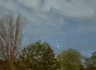 I can confirm naked eye visible, through the clouds.  This is an iPhone pic, and a bad one, but through a few brief holes I could plainly see the comet without any aid.   #OnlyRealSpace #CometATLAS