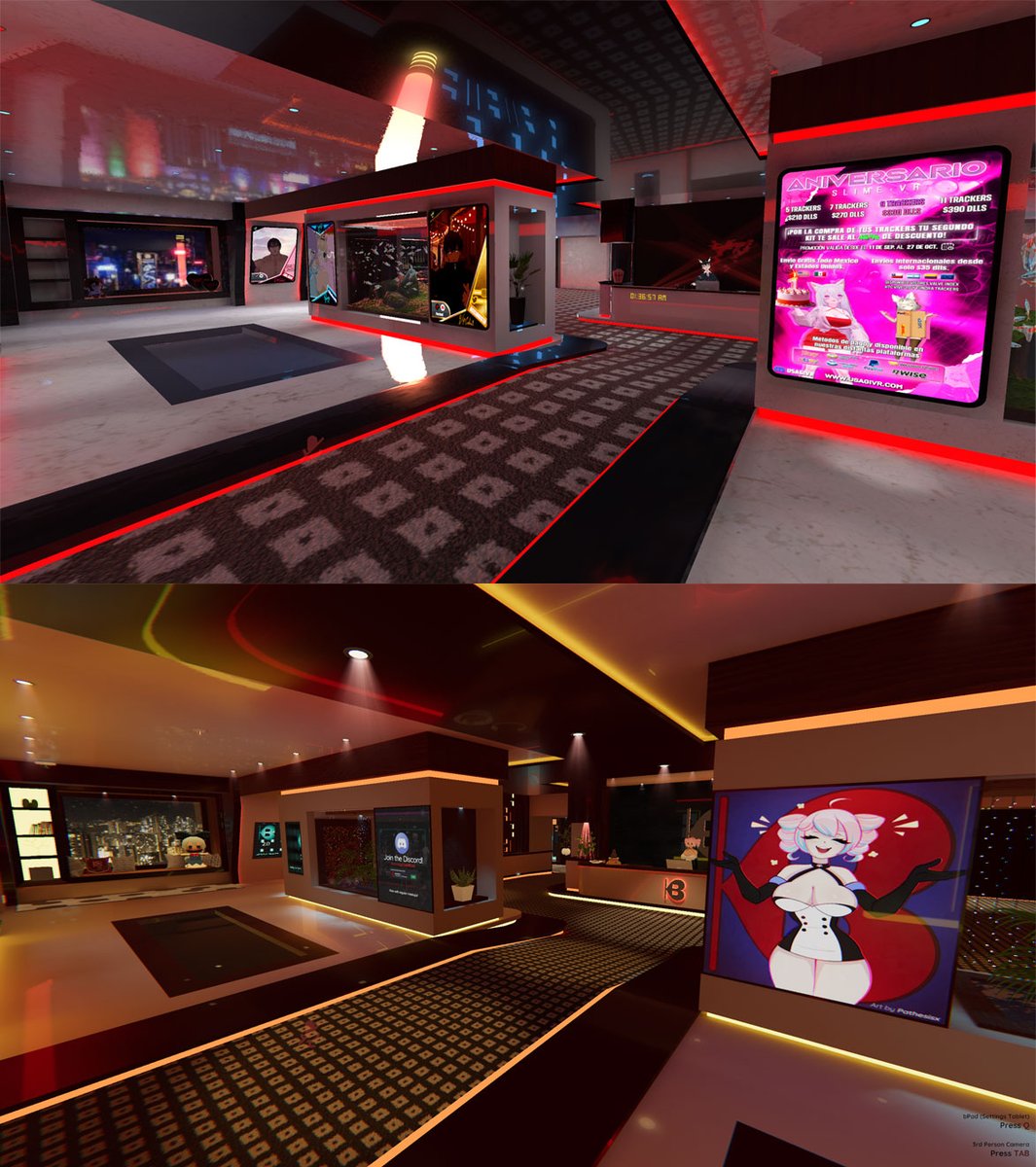 bluekunVRC's tweet image. I don't normally call these out but my goodness I haven't seen anything quite this shameless (Copycat on top is 'Central Spanish', original is below JBC2.0 lobby preview) #VRChat