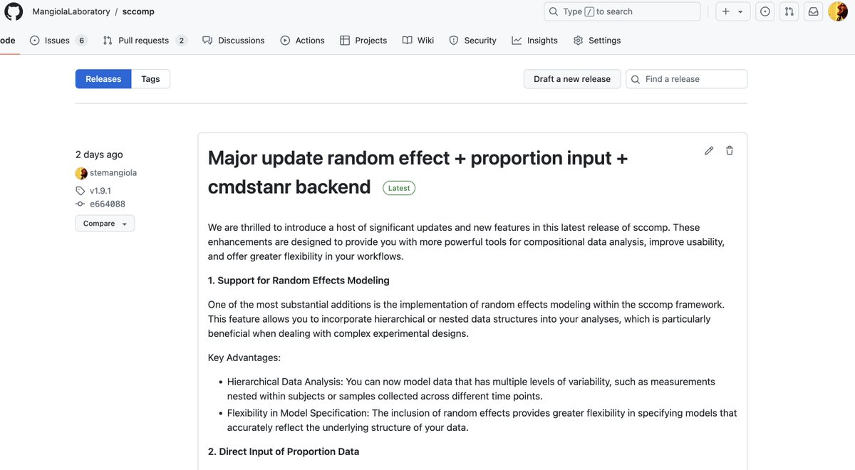 🎉 Major release update for #sccomp, now also capable of
- Random effect modelling (e.g. nested, crossing)
- Modelling proportions directly (e.g. in deconvolution)
- Uses the new <a href="/mcmc_stan/">Stan</a> backend `cmdstanr`

github.com/MangiolaLabora…