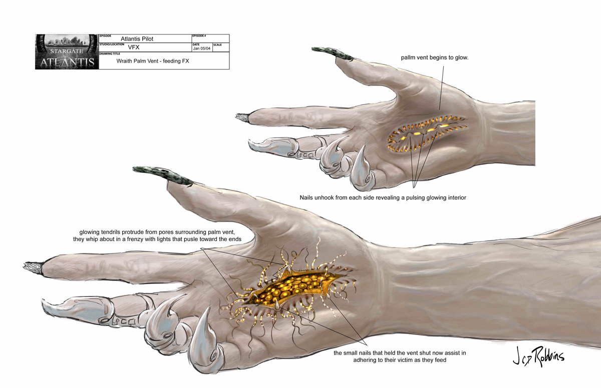Stargate: Atlantis concept art - Wraith feeding palm (c/o Production Designer James Robbins)