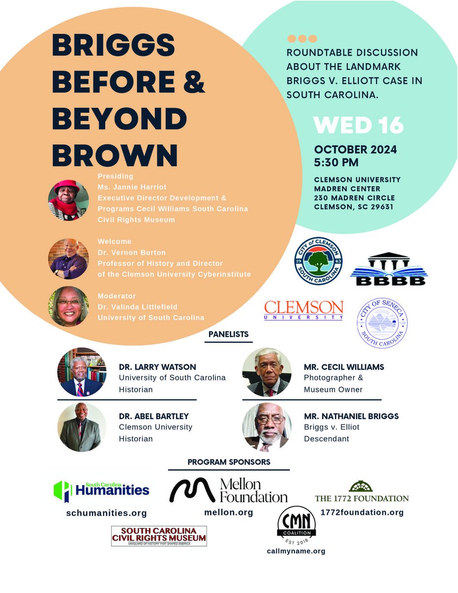 Looking forward to welcoming this panel to Clemson this Wed. Read about this incredible case and its major impact in US history <a href="/JusticeDeferred/">Justice Deferred</a> <a href="/ClemsonHistory/">Clemson History Department</a> <a href="/FurmanHistory/">Furman History</a> <a href="/CarolinaProgram/">Carolina Lowcountry & Atlantic World Program</a> <a href="/HistoryatIL/">History at Illinois</a> <a href="/Harvard_Press/">Harvard University Press</a> <a href="/Furman_Alumni/">Furman Alumni</a> <a href="/FurmanNews/">Furman University News</a> <a href="/OurClemson/">Our Clemson</a> <a href="/CUADVANCEment/">Clemson University Faculty ADVANCEment Office</a>