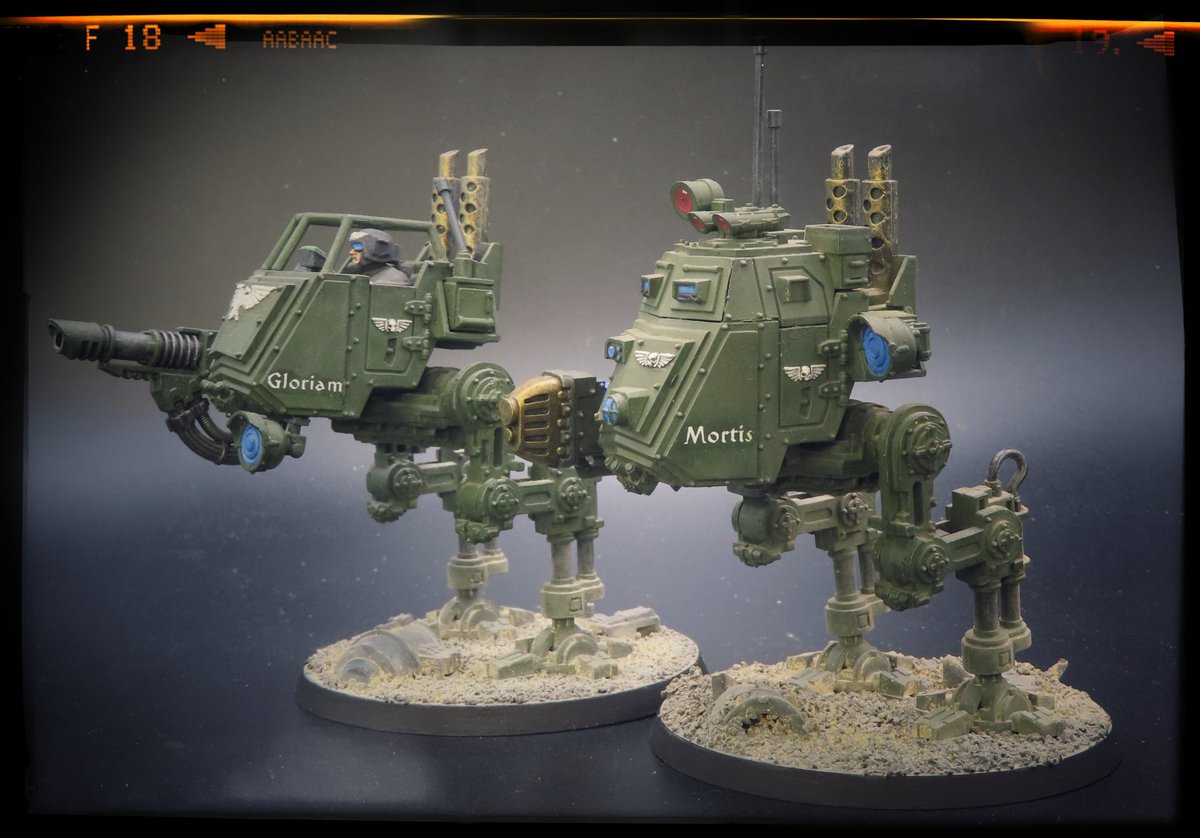 point_hq's tweet image. Two old Cadian Sentinels now drafted as a light walker and tactical walker for Grimdark Future.
Servitor units have since been deployed to repair the rather dodgy looking aerial.
The Omnissiah is.....annoyed.
#wargaming #warmongers