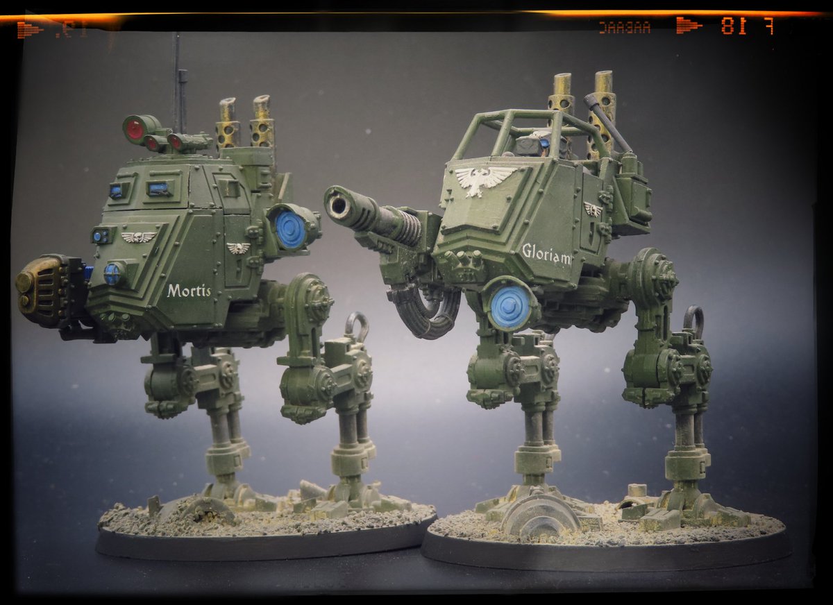 point_hq's tweet image. Two old Cadian Sentinels now drafted as a light walker and tactical walker for Grimdark Future.
Servitor units have since been deployed to repair the rather dodgy looking aerial.
The Omnissiah is.....annoyed.
#wargaming #warmongers