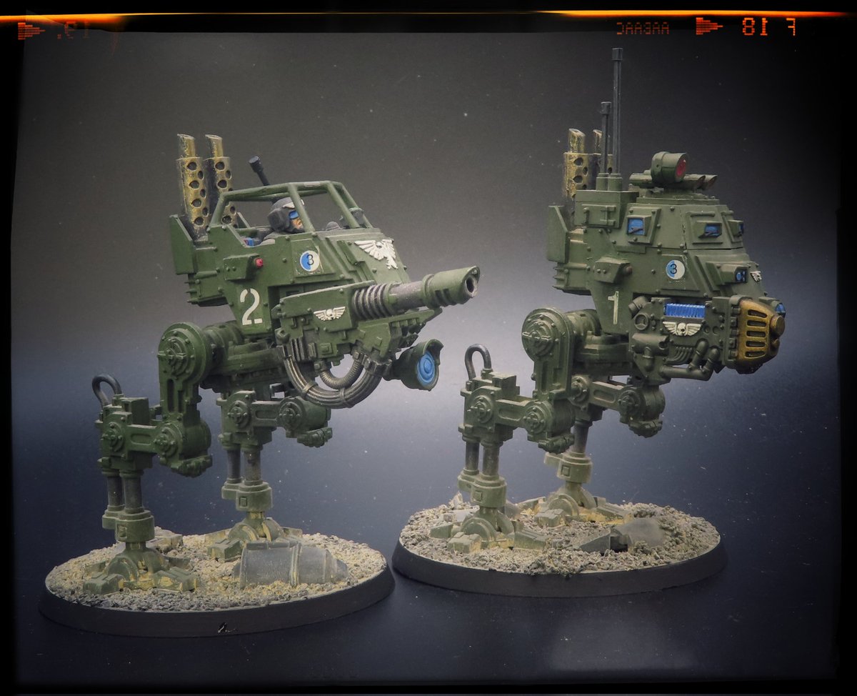 point_hq's tweet image. Two old Cadian Sentinels now drafted as a light walker and tactical walker for Grimdark Future.
Servitor units have since been deployed to repair the rather dodgy looking aerial.
The Omnissiah is.....annoyed.
#wargaming #warmongers