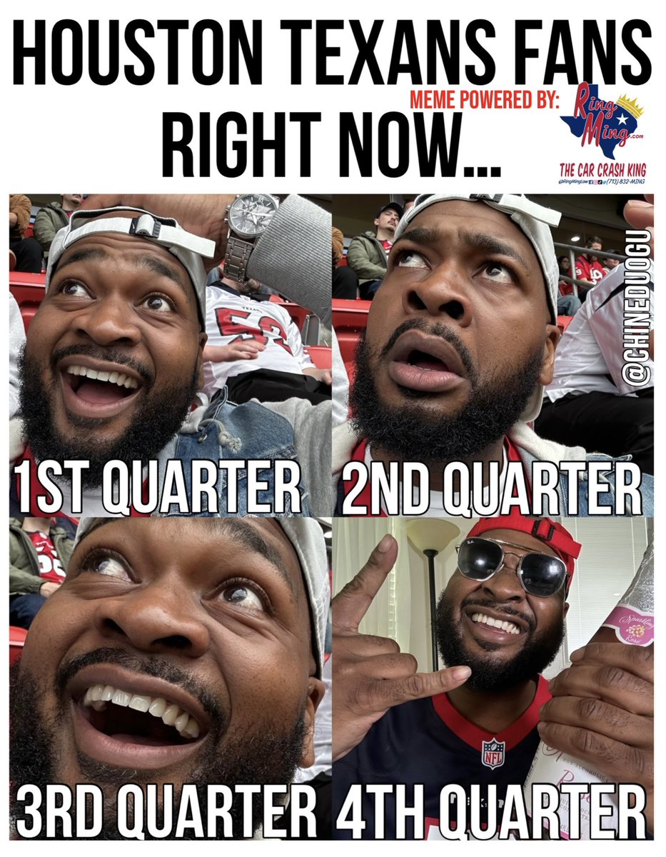 Let’s Go Texans!! 5-1 baby!! 🏈🤘🏾. Big thanks to Tia weeks meme sponsor @ringminglaw . If you get in a crash, he’ll save your… well you know the rest lol. #mynameischinedu #imfromhouston #houstontexans