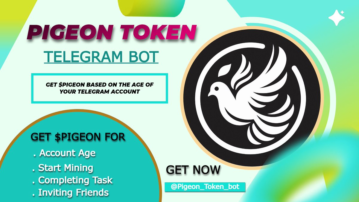 PigeonTokenw's tweet photo. https://t.co/CQ2q4LJDhX
   
   🏆Welcome to Pigeon Token!🏆

  ☑️ Earn $PIGEON based on the age of your Telegram account. 

  ☑️ Complete tasks and invite friends to maximize your earnings.

  ☑️ Click 'Start Mining' Collect your coins every three hours. https://t.co/sDG33IIAGm
