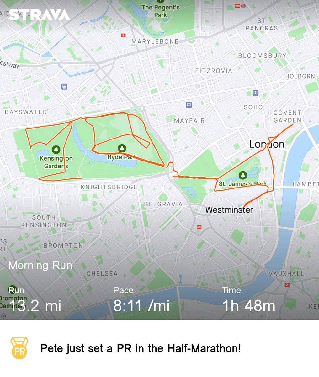 Nice day out for a run:) personal best for the half marathon (and also the 10km en route)