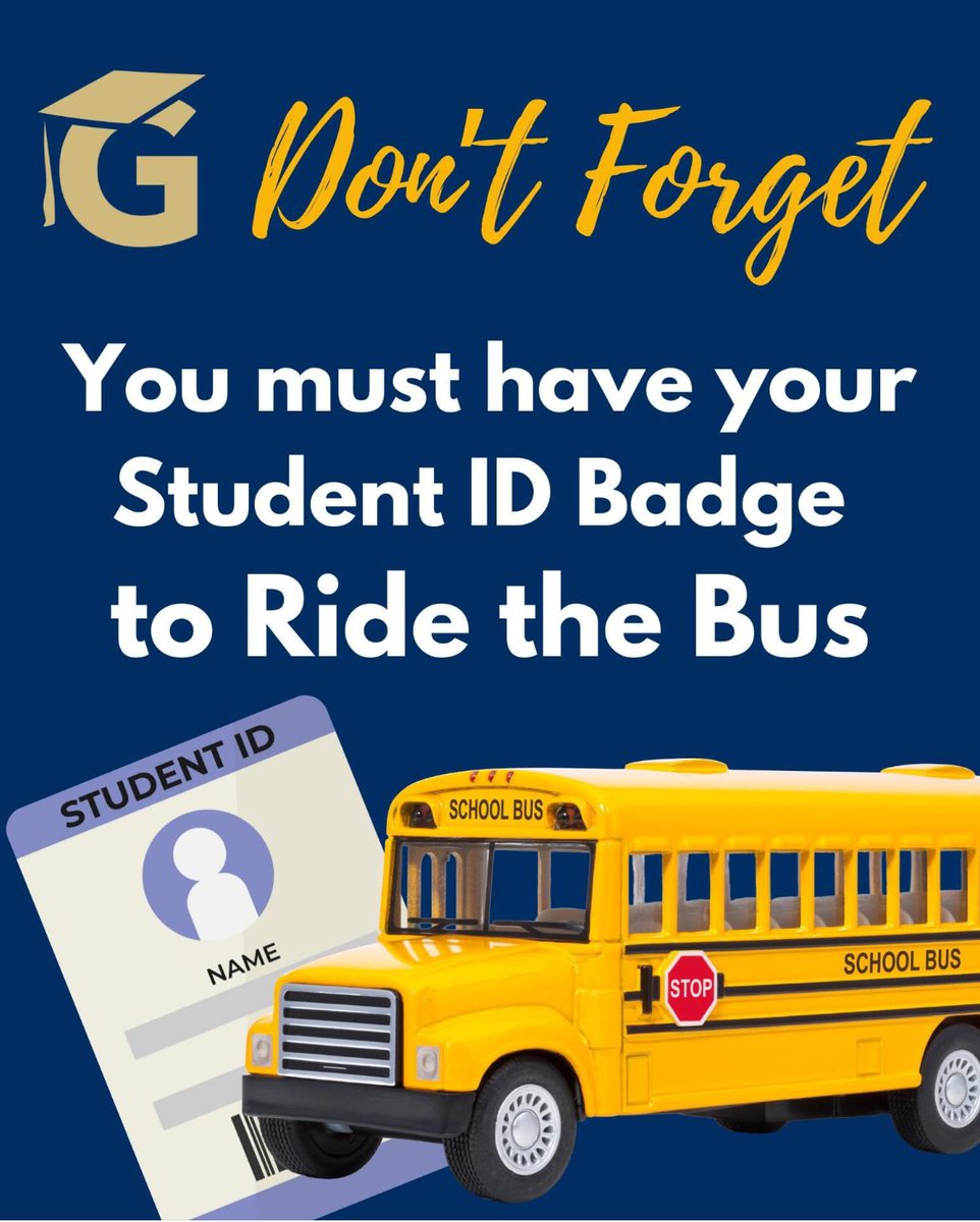 Don't Forget: Please remember your student ID to ride the school bus. Thank you to our students and families!

#gilbertpublicschools