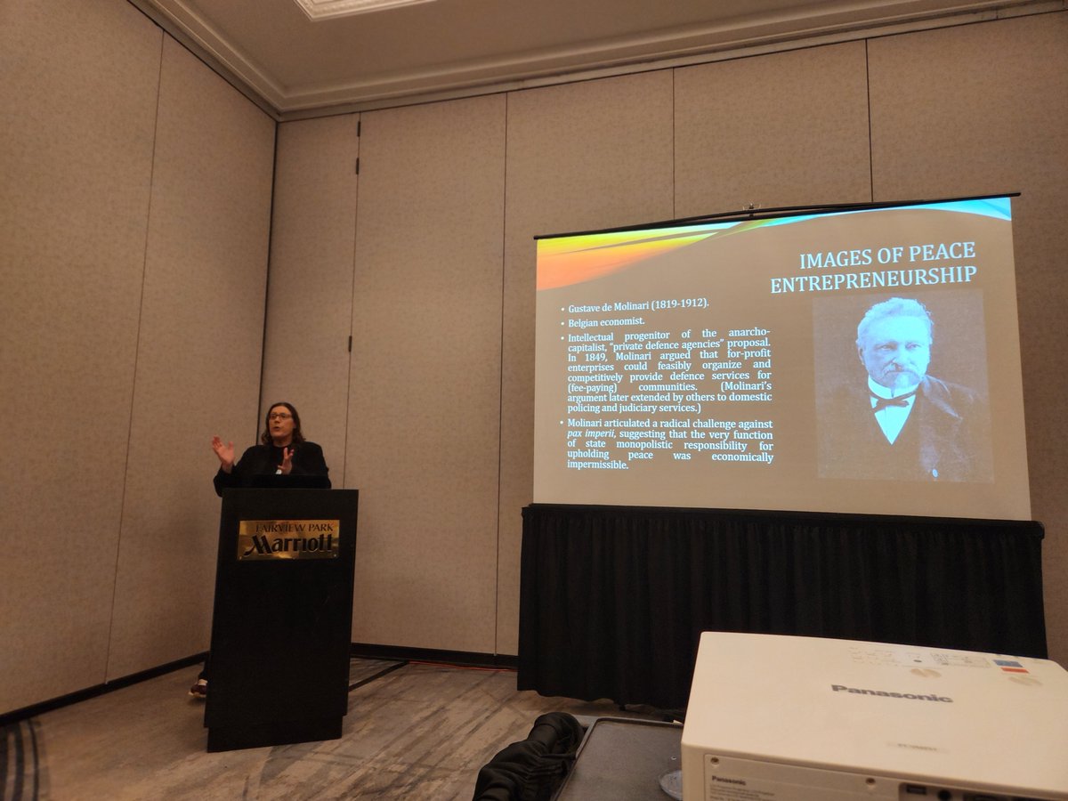 NathanPGoodman's tweet photo. Great talk this morning by @NovakMikayla on Kenneth Boulding's "The Image" and the implications it has for entrepreneurship and peace.  ##MAS2024 https://t.co/LzJPvNBhrT