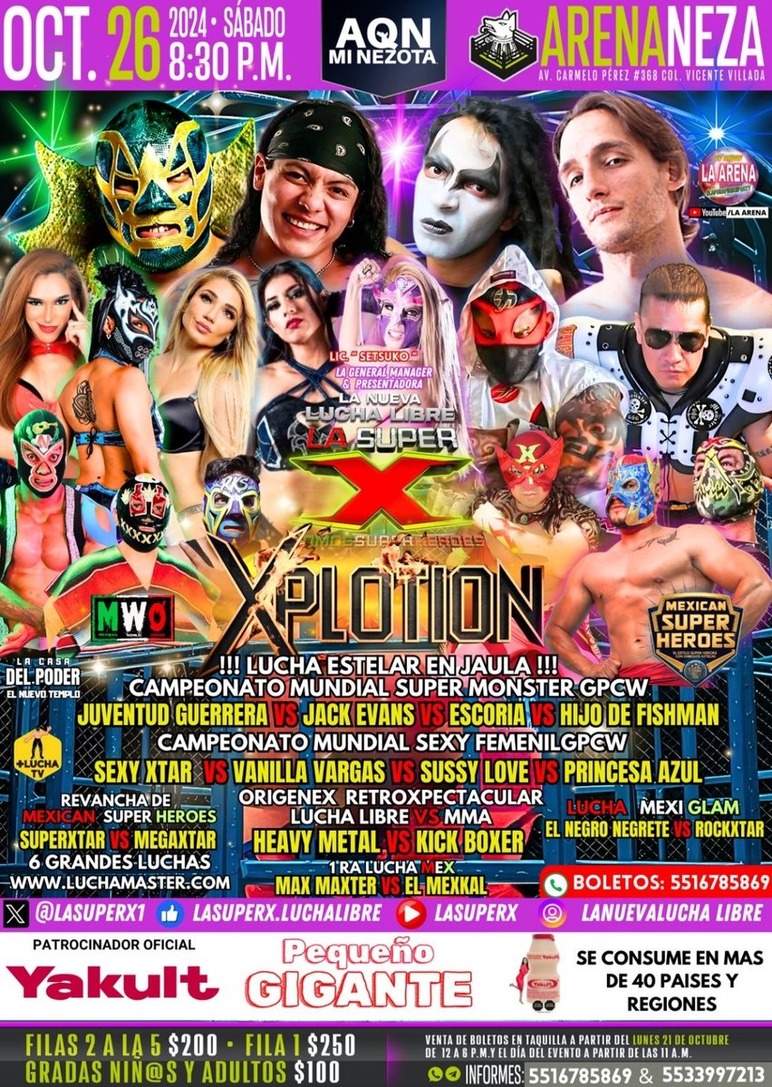 🔴TREMENDO🔥 #XPLOTION💥⭐⭐⭐6 LUCHAS XTELARES⭐⭐⭐
2 LUCHAS DE CAMPEONATO
🥳⛓️EN JAULA⛓️😱
Adquiere Tus Boletos WhatsApp:
☎️🎟️55-16-78-58-69
bit.ly/Boletos_LaSupe…
📌SÁBADO 26 OCTUBRE'24
🏛️ #ArenaNEZA 
#LaNuevaLuchaLibre ⭐#LaCASADelPODER 🇲🇽
#LuchaLibre  #LuchaLibreMexicana