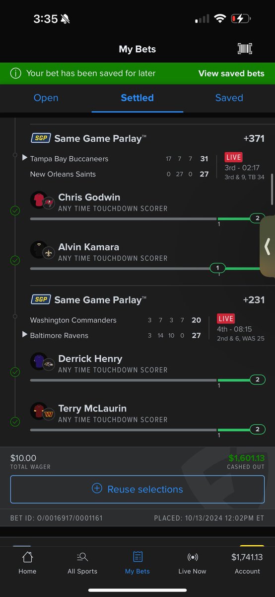 BridgemanJoey's tweet photo. @GoatHouseNFL So close to 200k, just needed Jacob’s and Saquon. Played it smart and cashed https://t.co/cMRApDhW3t