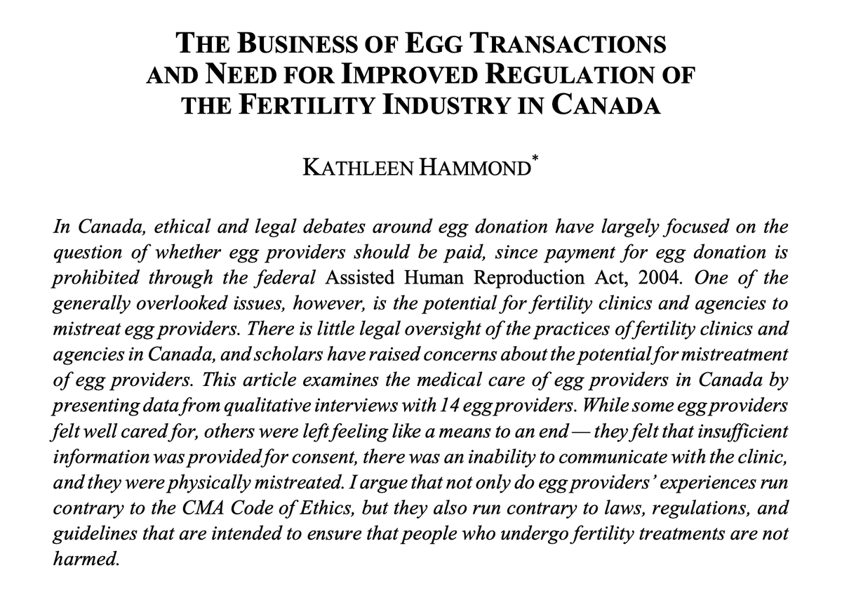 Alberta Law Review (@altalawreview) on Twitter photo Are fertility clinics in Canada doing enough to protect egg providers? 🥚🩺
<a href="/HammKatie/">Katie Hammond</a>'s article sheds light on the insufficient regulatory oversight in the fertility industry and calls for stricter regulations to ensure ethical and legal compliance in the care of egg providers. Are fertility clinics in Canada doing enough to protect egg providers? 🥚🩺
<a href="/HammKatie/">Katie Hammond</a>'s article sheds light on the insufficient regulatory oversight in the fertility industry and calls for stricter regulations to ensure ethical and legal compliance in the care of egg providers.