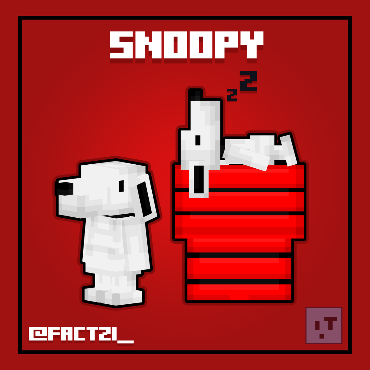 FactZi_'s tweet photo. Snoopy 🐶
#peanuts #SNOOPY #minecraft #Blockbench #pixelart https://t.co/D9B7F8Da59