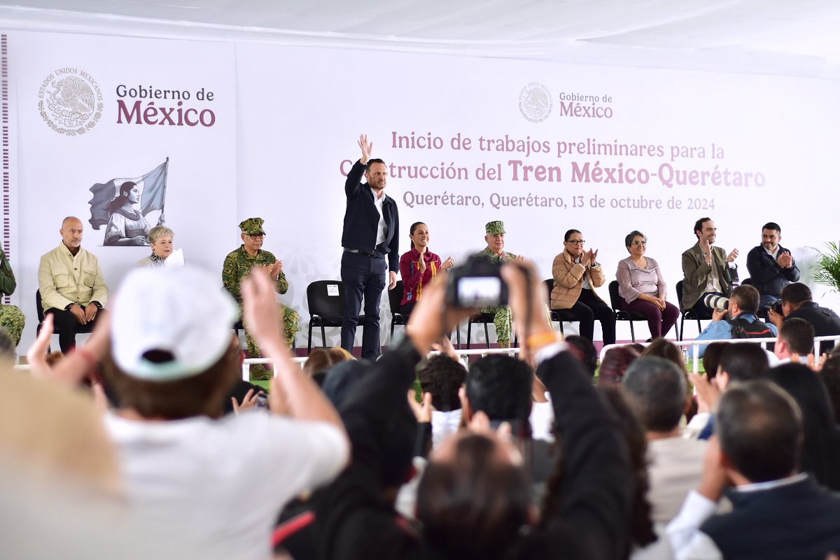 Hoy se anunció el arranque de los trabajos para la construcción del tren de pasajeros México-Querétaro.

La presidenta <a href="/Claudiashein/">Claudia Sheinbaum Pardo</a> y el gobernador <a href="/makugo/">Mauricio Kuri</a> cuentan con el municipio de Querétaro para trabajar en conjunto y mejorar la movilidad, seguridad y conexión. 

Juntos, por