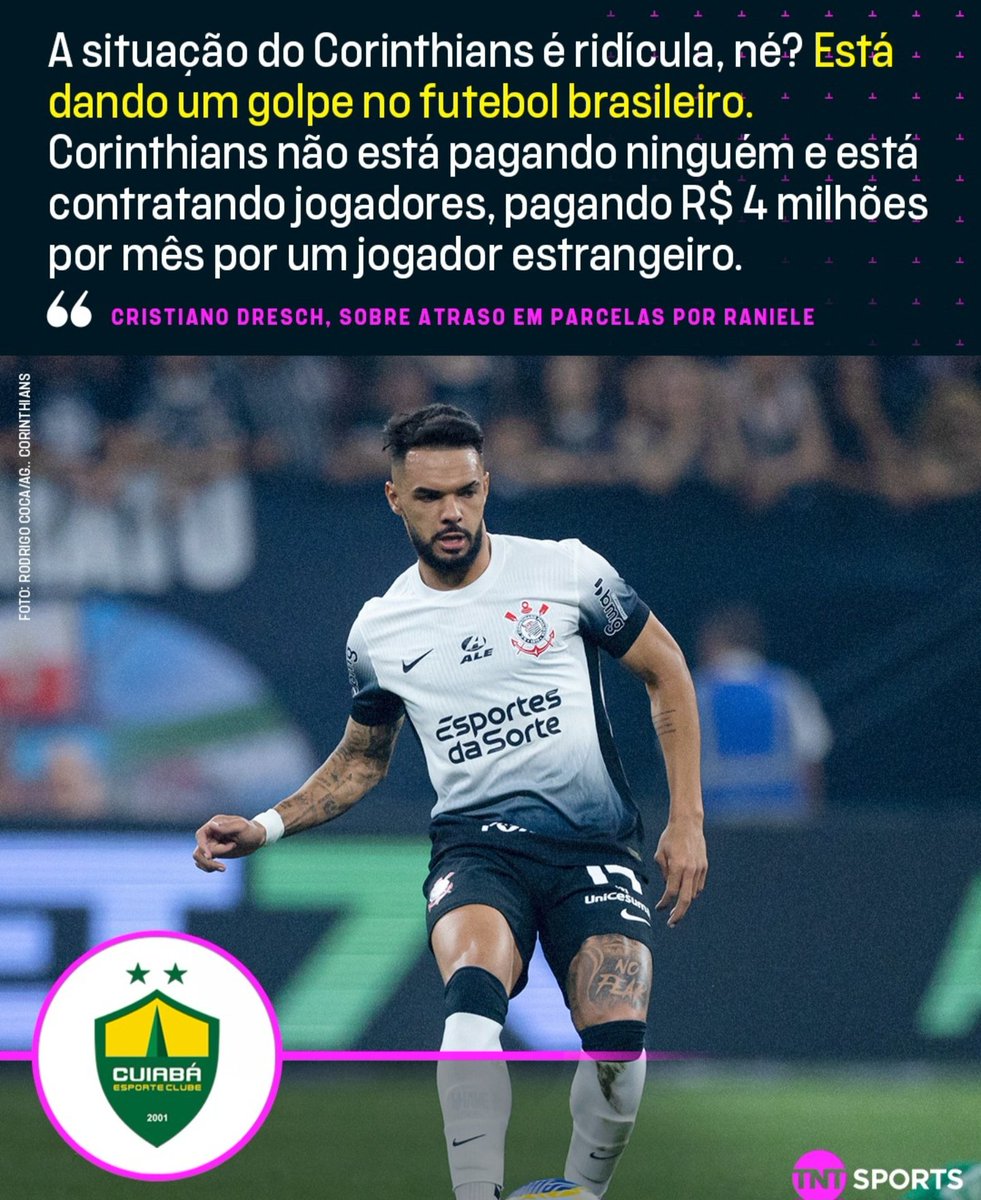 Vessoni's tweet photo. Corinthians não deveria ter atrasado. Ponto. Não tem discussão sobre isso. Só quero fazer um adendo: quando o Cuiabá recebeu jogadores do Corinthians por liberação antecipada gratuita e/ou empréstimo gratuito (Jonathan Cafu, Matheus Alexandre, Walter etc...) ai o Corinthians era um grande clube gente boa...

#Corinthians