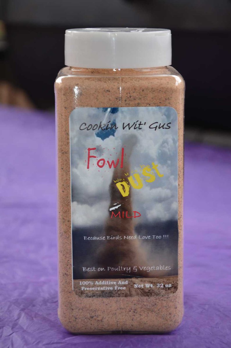 Gus Chef (@guschef1) on Twitter photo Fowl Dust (Mild) - 27 oz is our go-to seasoning for poultry (especially chicken) or on salads. If you like poultry this is the perfect seasoning for you. It's available is spicy or mild and contains zero additives or preservatives.
apps.engprodtech.com/?product=fowl-… Fowl Dust (Mild) - 27 oz is our go-to seasoning for poultry (especially chicken) or on salads. If you like poultry this is the perfect seasoning for you. It's available is spicy or mild and contains zero additives or preservatives.
apps.engprodtech.com/?product=fowl-…
