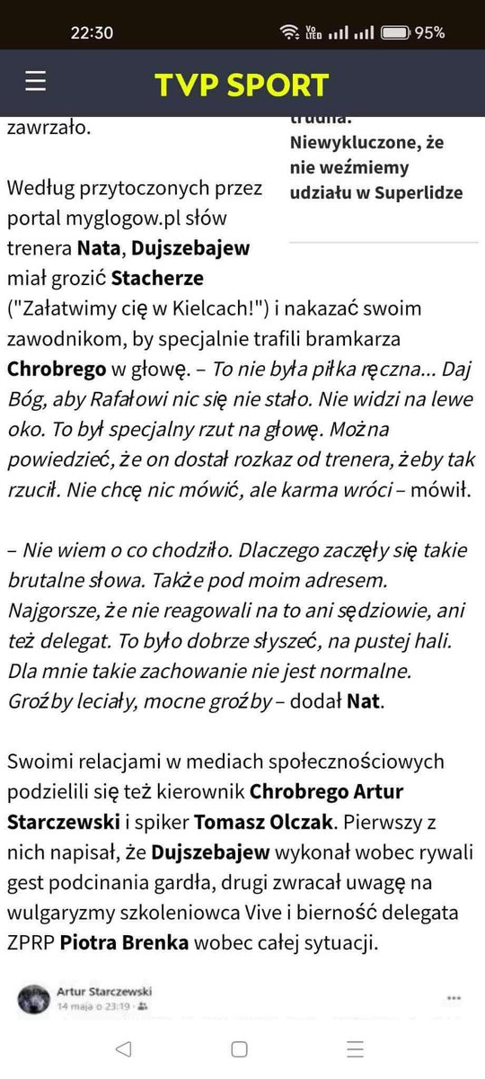 ZbyszkozBogdanca (@zbyszkozplocka) on Twitter photo Do tego dołóżmy bicie w kroczę Cadenasa. Czy ktoś naprawdę zastanawia się w którą wersję wierzyć? Przecież to parszywa, obłudna manipulacja Talanta.
<a href="/m_wojs/">Maciej Wojs</a> <a href="/Damian_Pechman/">Damian Pechman</a> <a href="/KamilGapiski/">Kamil Gapiński</a> <a href="/SPRWisla/">ORLEN Wisła Płock</a> <a href="/kielcehandball/">Industria Kielce</a> Do tego dołóżmy bicie w kroczę Cadenasa. Czy ktoś naprawdę zastanawia się w którą wersję wierzyć? Przecież to parszywa, obłudna manipulacja Talanta.
<a href="/m_wojs/">Maciej Wojs</a> <a href="/Damian_Pechman/">Damian Pechman</a> <a href="/KamilGapiski/">Kamil Gapiński</a> <a href="/SPRWisla/">ORLEN Wisła Płock</a> <a href="/kielcehandball/">Industria Kielce</a>