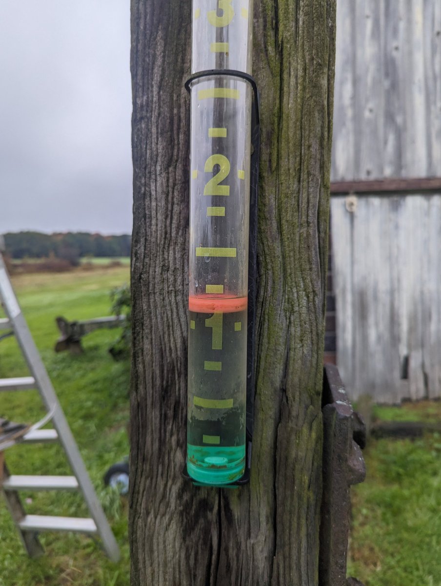I'm really thinking that the forecast was for a quarter to half inch of rain last night. #raingauge2024 says otherwise. I saw a graphic that we might get 1.5" to 2" more by Wednesday. Unlike some, we don't need the rain here. At least the beans are off.