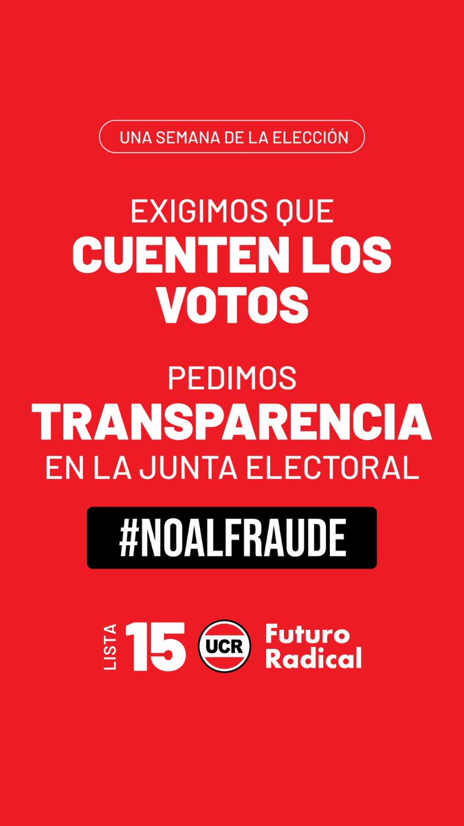 Hoy a 7 días de la elección interna seguimos esperando que la Junta Electoral cuente los votos que darán ganador a Pablo Domenechini.

A 7 días de la elección la Junta Electoral no cuenta los votos.  #BastadeTrampas #NoalFraude

🇵🇱🇵🇱Defendamos el Futuro de nuestro partido.🇵🇱🇵🇱
