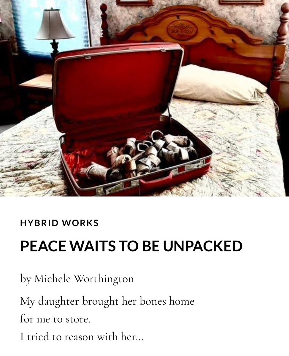 We are pleased to feature these prose pieces by Michele Worthington, “Peace Waits to be Unpacked,” and “Archeologist Submits Paper to Poetry Journal,” in our Issue 11 of Harpy Hybrid Review, harpyhybridreview.org.