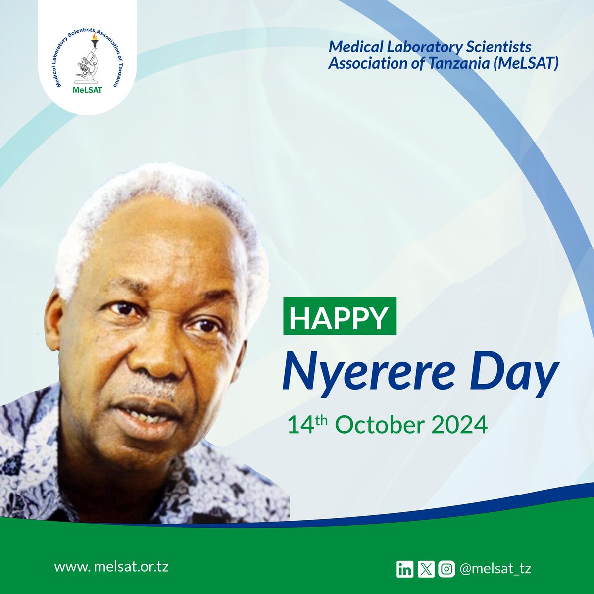 MeLSAT_tz's tweet photo. MeLSAT inaungana na Watanzania wote kusherehekea Kumbukumbu ya Miaka 25 ya Kifo cha Baba wa Taifa, Hayati Mwalimu Julius Kambarage Nyerere. 

Tutaendelea kuenzi mchango wake mkubwa katika kujenga taifa lenye Amani, Umoja na Mshikamo. https://t.co/nClAf7XXpE