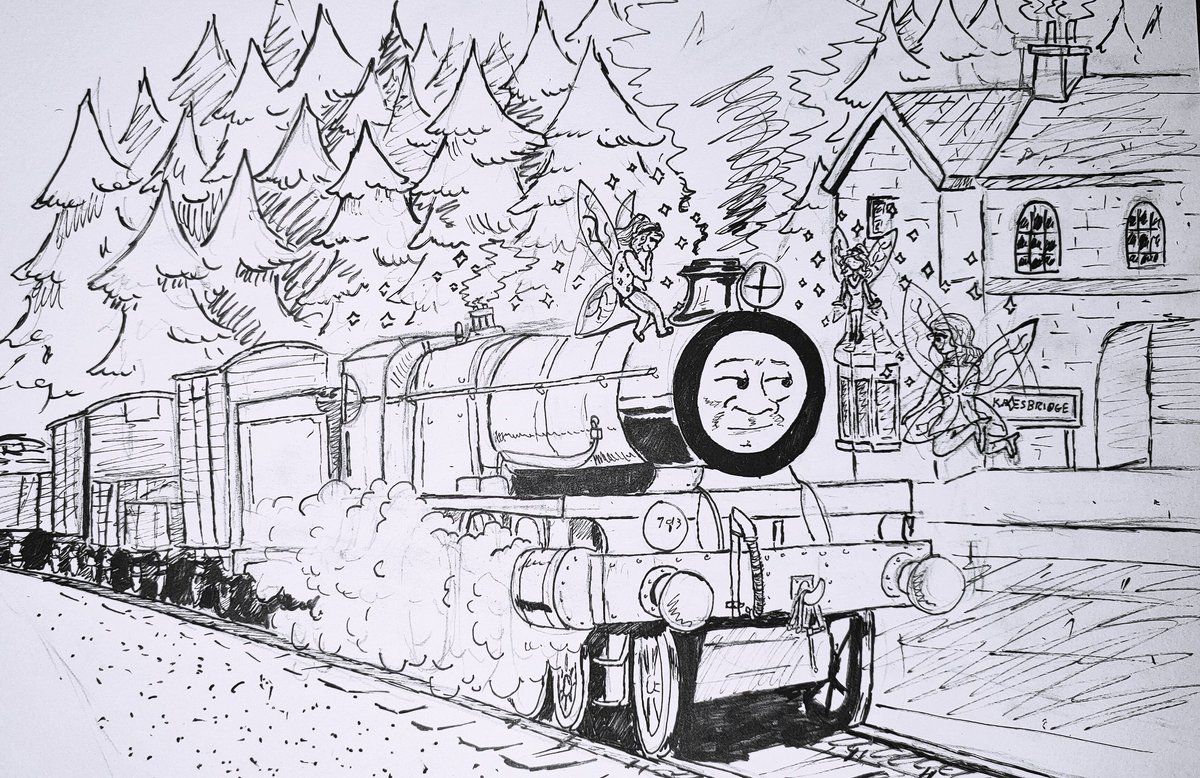 TheArtofAsh1's tweet photo. Commission for @zanderkmd of their unique design of the NLR 4-6-0 "Peter" encountering a curious group of fairies whilst pulling a goods train. https://t.co/hAGwmCzpn1
