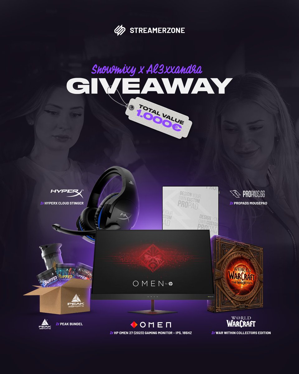 🎉SNOWMIXY/AL3XX4NDRA x STREAMERZONE  GIVEAWAY🎉

🏆 2x WINNERS 

📢 Winner gets announced after 30 days! 

For a chance to win, follow these steps:

👤Follow all tagged accounts:

<a href="/Snowmixy/">Snowmixy</a> 
<a href="/al3xx4ndra/">Al3xxandra</a> 
<a href="/Streamerzone_gg/">Streamerzone</a> 
<a href="/PeakSupplements/">PEAK eSports</a> 
<a href="/expert_TechnoM/">Expert TechnoMarkt</a> 
<a href="/propads_gg/">propads.gg</a> 

👍Like