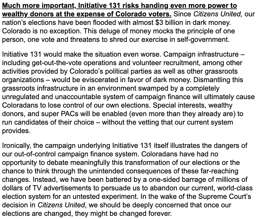 🚨MUST READ from Democratic Sen. <a href="/MichaelBennet/">Michael Bennet</a> showing how healthcare mogul <a href="/KentThiry/">Kent J. Thiry</a>'s Initiative 131 is an attempt to trick voters into empowering oligarchs - all under the guise of "democracy."

Bennet just sent this out to his email list.

Read: levernews.com/the-plutocrats…