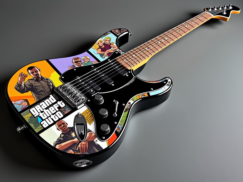 GetMyGuitars's tweet image. 🎸 Attention all guitarists and GTA fans! Who would buy a Grand Theft Auto themed guitar? Imagine rocking out with a guitar featuring those iconic GTA vibes! 🎮🎶 Are you in or out? #GTA #Guitarists #GTAGuitar
