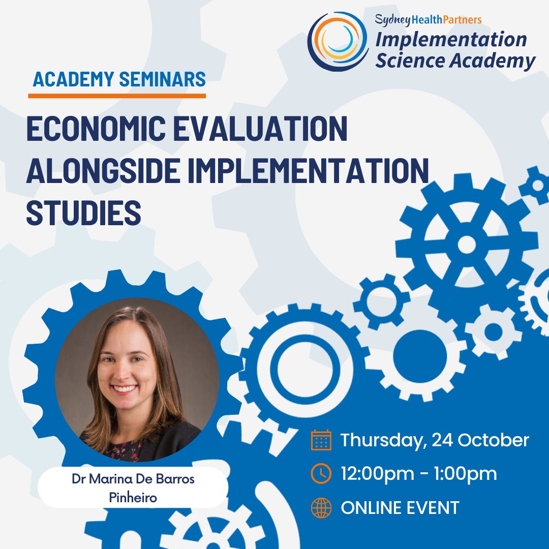 Sydney Health Partners (@shpartners) on Twitter photo Considering an economic evaluation for your next #ImpSci study? Join Dr Marina Pinheiro on 24 October for our webinar on economic evaluation in implementation studies. Register now👇implementationscience.com.au/event/webinar-…
<a href="/Leanne_Hassett/">Leanne Hassett</a> <a href="/TriggerShep/">Dr Heather Shepherd</a> <a href="/MitchellSarkies/">Mitchell Sarkies</a> <a href="/AndrewJBaillie/">Andrew Baillie</a> <a href="/mabpinheiro/">Marina Pinheiro</a> Considering an economic evaluation for your next #ImpSci study? Join Dr Marina Pinheiro on 24 October for our webinar on economic evaluation in implementation studies. Register now👇implementationscience.com.au/event/webinar-…
<a href="/Leanne_Hassett/">Leanne Hassett</a> <a href="/TriggerShep/">Dr Heather Shepherd</a> <a href="/MitchellSarkies/">Mitchell Sarkies</a> <a href="/AndrewJBaillie/">Andrew Baillie</a> <a href="/mabpinheiro/">Marina Pinheiro</a>
