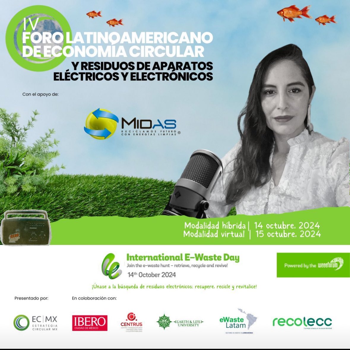 MidasChile's tweet image. 🌍 Únete al Debate sobre Residuos Electrónicos y Economía Circular 🔄

Mitzy Lagos participa en representación de MidasChile ♻ como ponente en el IV Foro Latinoamericano de Economía Circular y Residuos de Aparatos Eléctricos y Electrónicos. Nos reuniremos expertos de diversos…