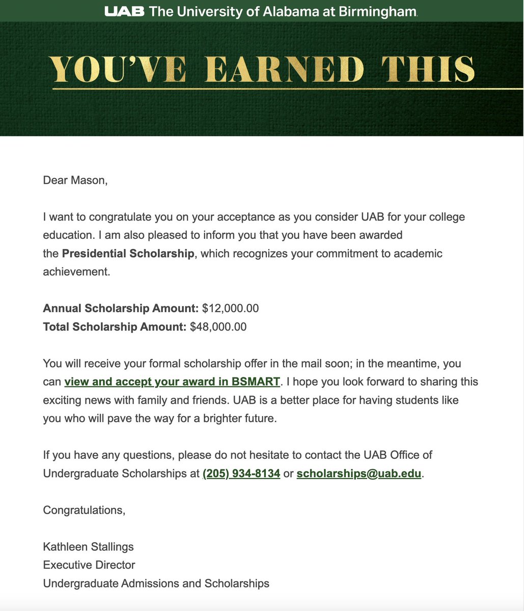 Congrats to Mason....I'm super proud of you, son! #UAB