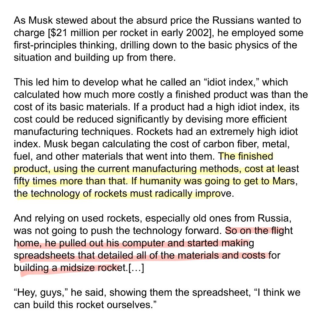 TrungTPhan's tweet photo. Elon crunching the cost to manufacture a rocket in a spreadsheet during a plane ride in 2002 and realizing SpaceX could do it at 1/50th the cost is the most productive use of a spreadsheet on a plane ride ever https://t.co/oxcumgxeLa