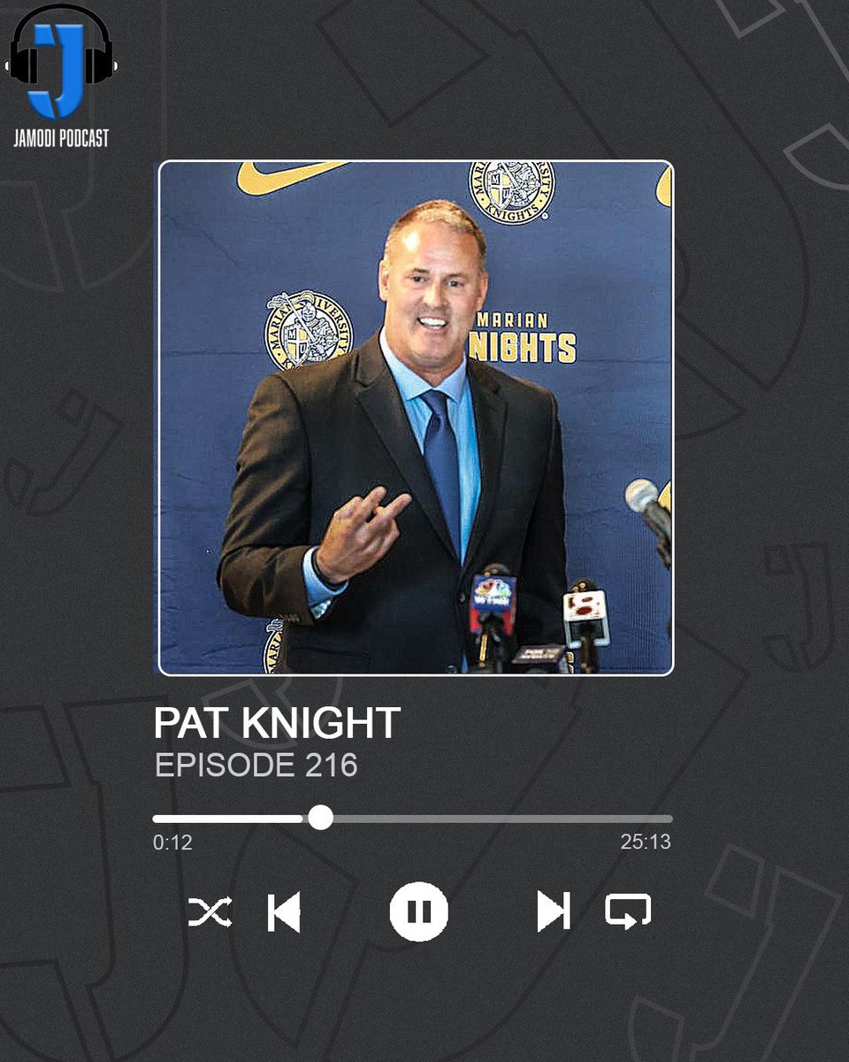 jamodipodcast's tweet image. ⏰TOMORROW⏰

Pat Knight - Head Men’s 🏀 Coach at Marian University
