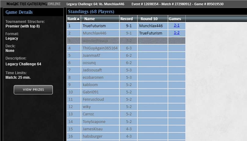 wonderPreaux's tweet image. Lost R1 of the Sunday Legacy Challenge, decided to play to the 2nd loss... got t4 w/ Bauble Doomsday. 1-2 slots I might change around, but, list was really clean, mapped out nicely, got kinda lucky too...