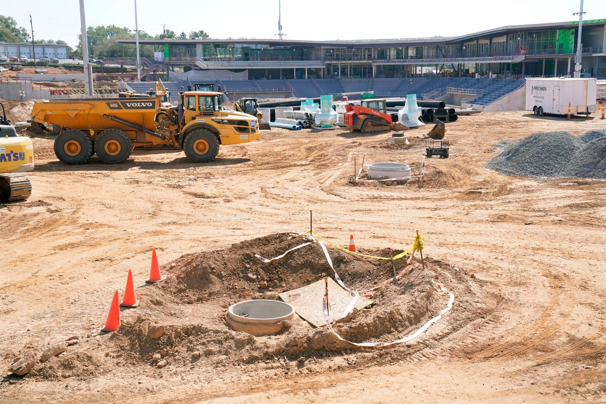 It's starting to look like a ballpark at the construction site of the Fifth Third Park, future home of the High Class A MiLB Hub City Spartanburgers in Spartanburg, S.C. (Tom Priddy/Four Seam Images)