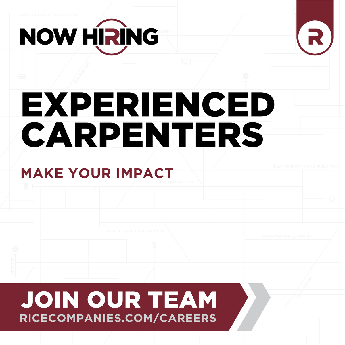 Now Hiring: Experienced Carpenters!
Opportunities across locations. 
Competitive pay. 
Comprehensive benefits.
High-quality projects. 
Supportive team.
hubs.ly/Q02T19Nd0 
#NowHiring #CarpenterJobs #JoinOurTeam #ConstructionCareers
