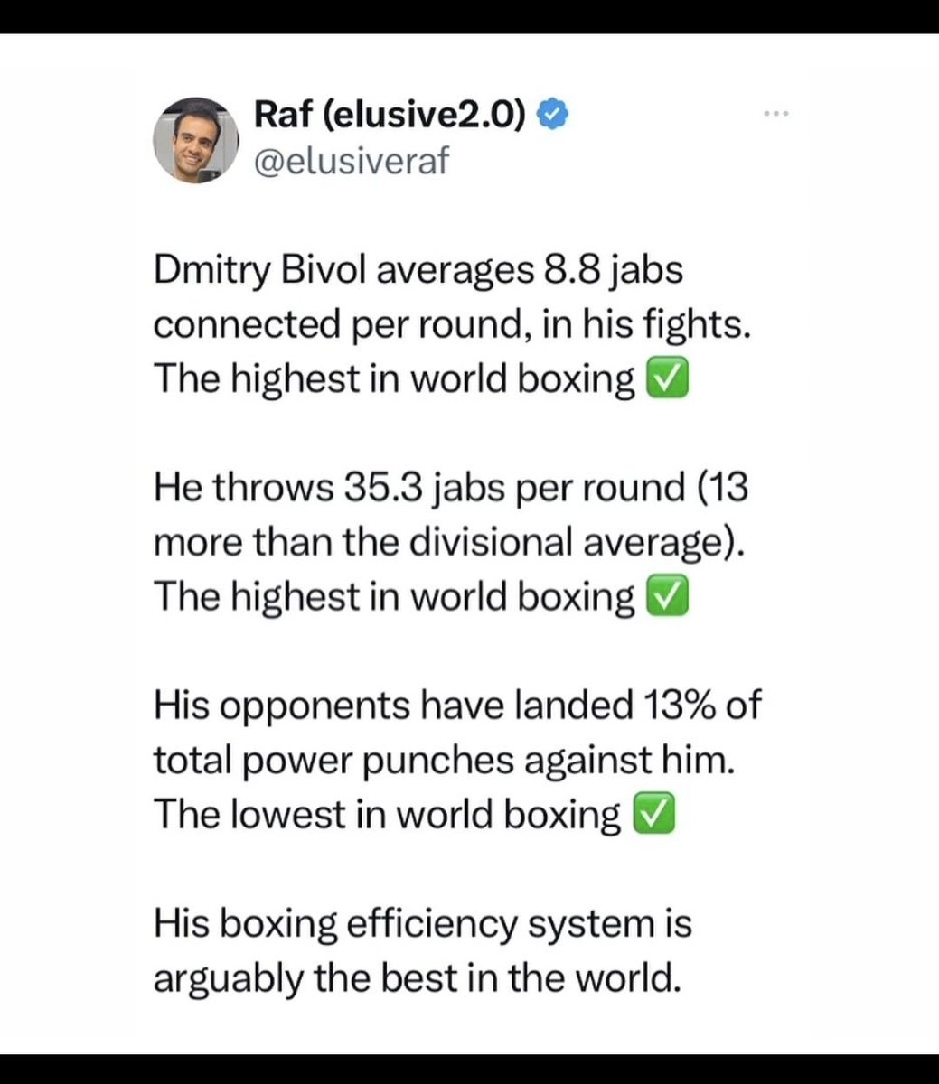 Versus Artur Beterbiev, Dmitry Bivol landed an average of 4.83 jabs per round.
Versus Artur Beterbiev, Dmitry Bivol threw an average of 21 jabs per round.
Artur Beterbiev also landed 29.4% of his power punches against Dmitry Bivol.

#boxing #boxeo